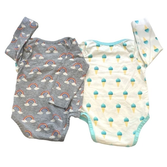 Monica + Andy | Organic Cotton Baby‎ Bodysuit Bundle Rainbow & Ice Cream 6-9M - Picture 2 of 8
